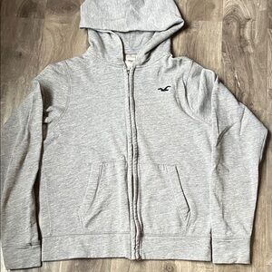 Hollister Heather Gray Full-Zip Hooded Sweatshirt